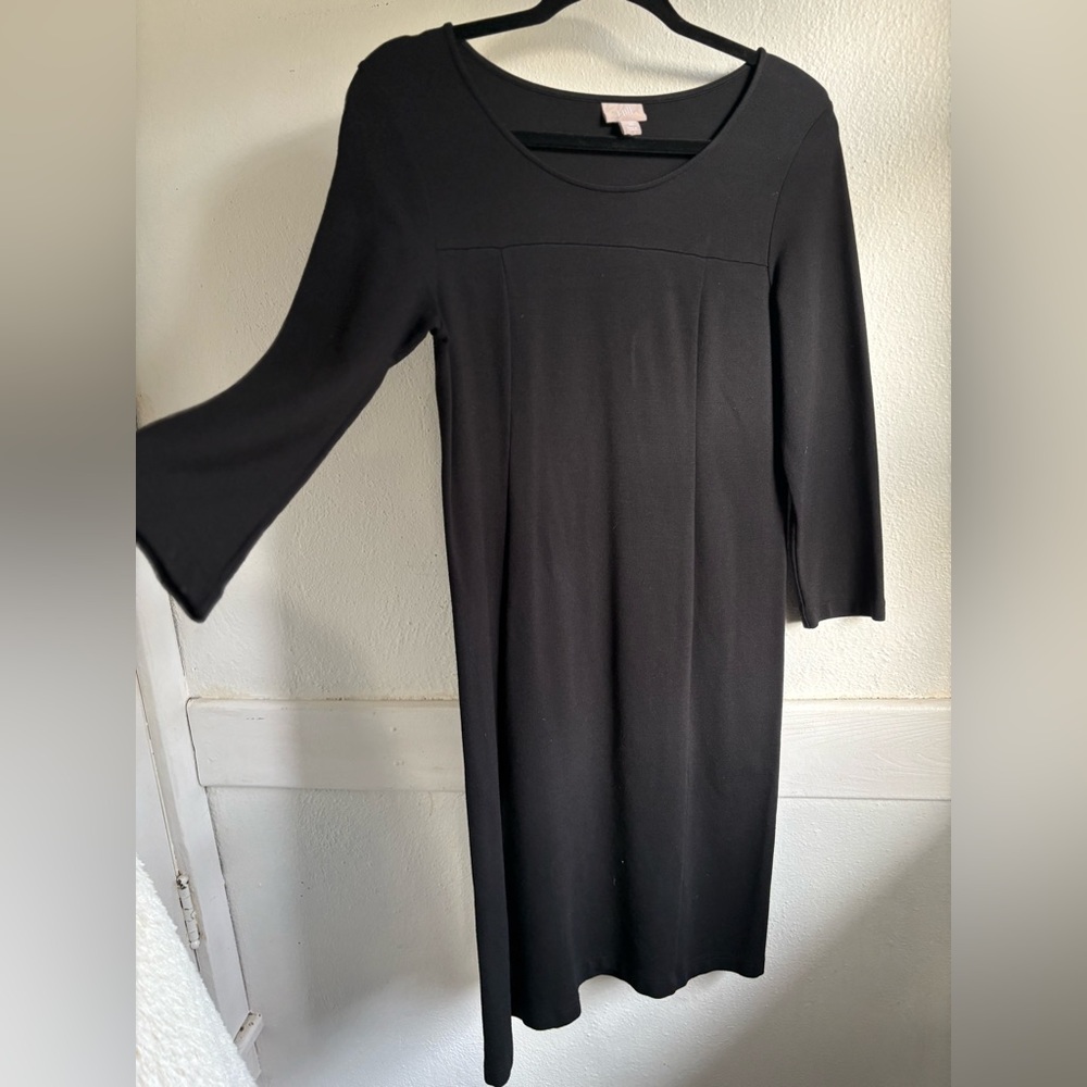 J. Jill Black Long-Sleeve Midi Dress